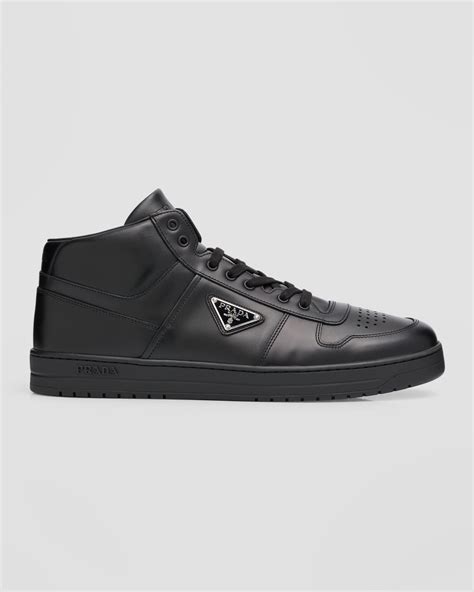 Prada Men's Downtown Vitello High Top Sneakers 